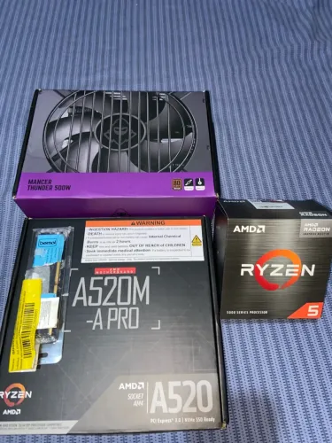 Vendo peças para PC: Ryzen 5 5600GT, placa-mãe, fonte 500W e 16GB RAM.
