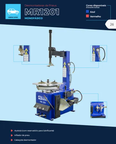 Desmontadora e montadora de pneus mr1201
