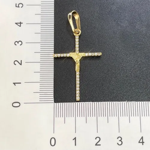 Pingente Crucifixo Cravejado banho em OURO24K