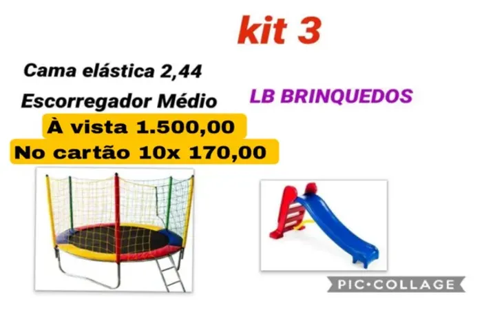 Cama elástica + 01 Escorregador médio 3 degraus