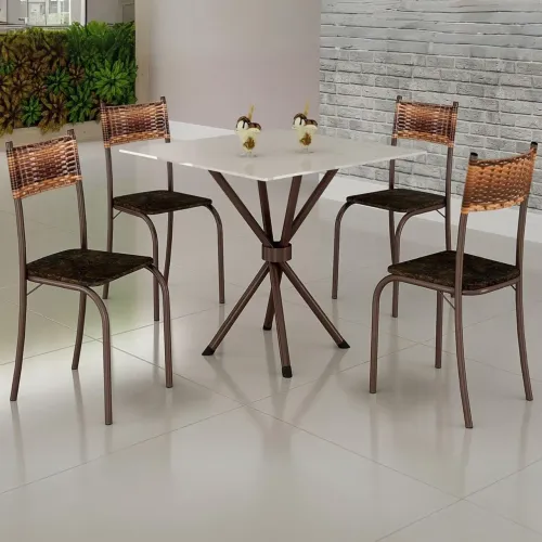 Mesa 4 Cadeiras Atlanta Marrom/Off White tt54