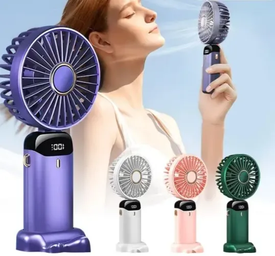 Mini Ventilador de mesa Portátil com base Dobrável, 5 Velocidade, USB Recarregável<br>