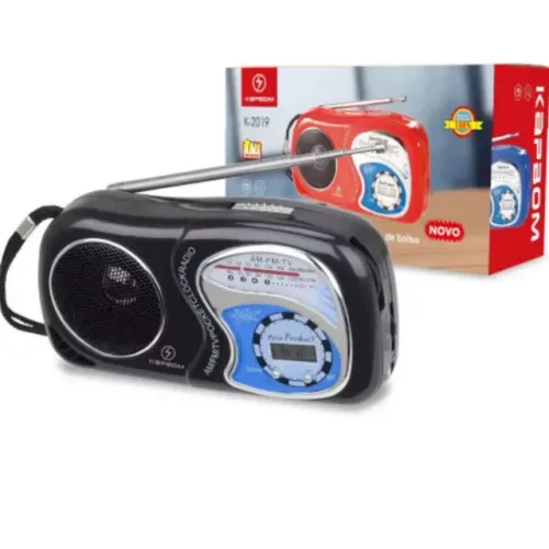 Rádio FM/AM Portátil com Relógio Retrô Portátil Loja Coimbra Computadores Entregamos