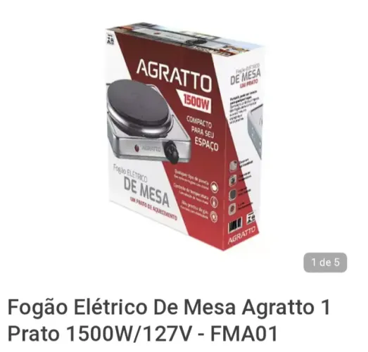 Fogão elétrico agratto inox 1 boca 220v