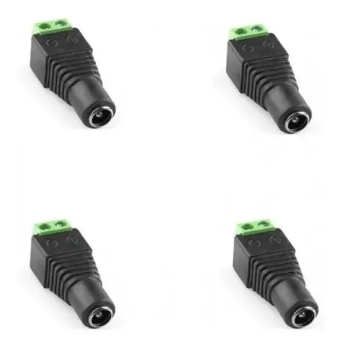 Conector P4 Fêmea com Borne Conector p/ Fontes Câmeras Kit com 4 Peças