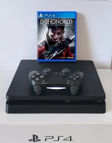 PS4 Slim 500GB c/ Mega Garantia + Jogo (DISHONORED)