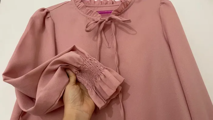 Blusa manga Longa rosa para trabalhar Tam P