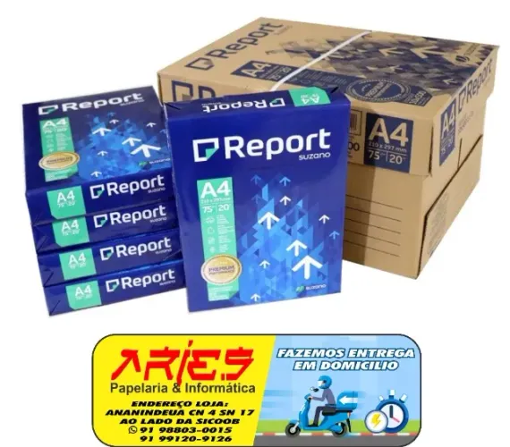 caixa com 5 resmas de papel report a4 branco