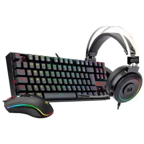 Kit Gamer Redragon Headset Teclado e Mouse S125, RGB, Drivers 40mm, ABNT2, 12400 DPI, 8 Bo