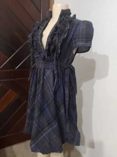Lindo vestido xandrez com babados - tamanho M