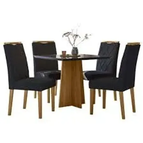 Mesa de Jantar com 4 cadeiras (90x90cm) Preto
