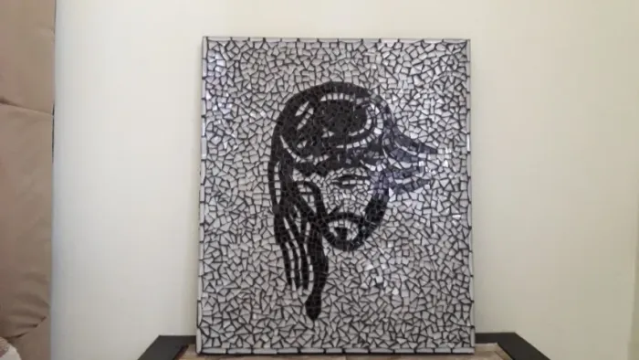 Quadro do rosto de Jesus Cristo artesanal em mosaico