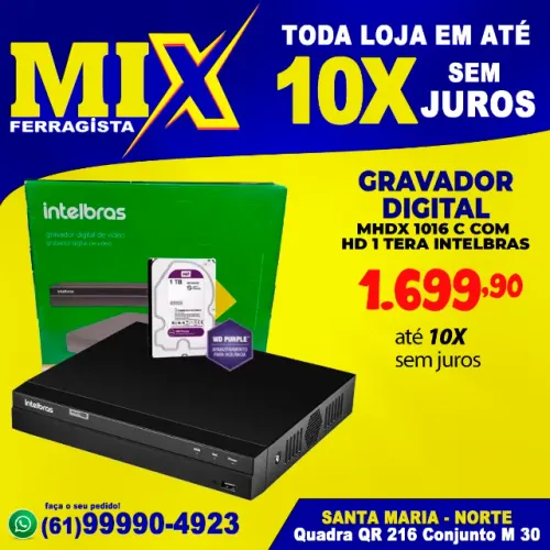 Gravador Digital MHDX 1016 C Com HD 1 Tera Intelbras