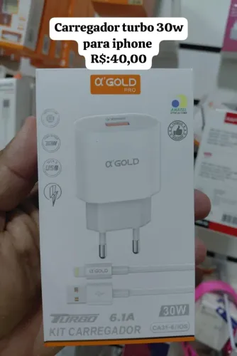 Carregador Turbo 30W para iPhone - R$40,00