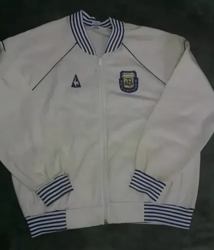 Jaqueta Argentina Le Coq Sportif 1982 Maradona 50 Branco Seleção Argentina Boca River