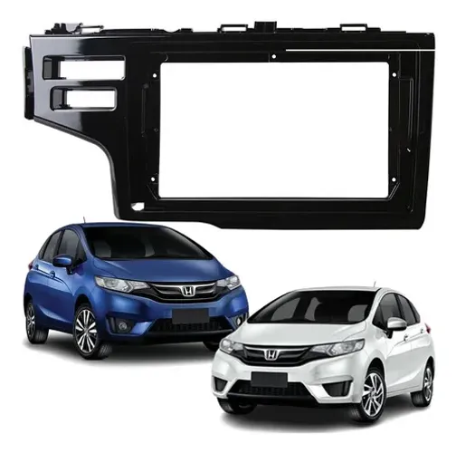 Moldura 9polegadas Honda Fit 2015/ 2021 Black Piano 2 Furo
