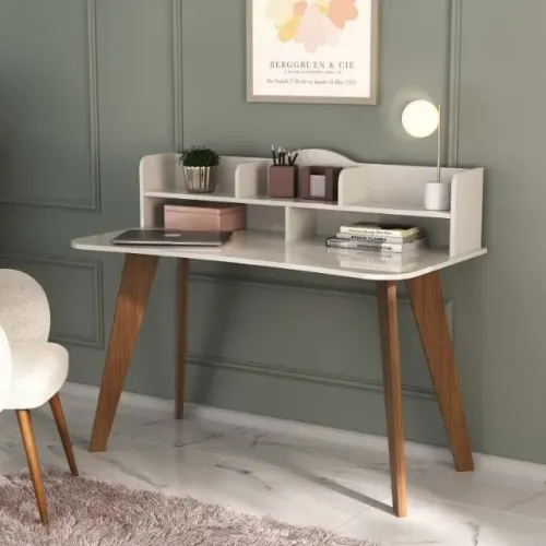 Escrivaninha Sofia Off White.Cedro Frete Grátis - Até 12x S/ Juros