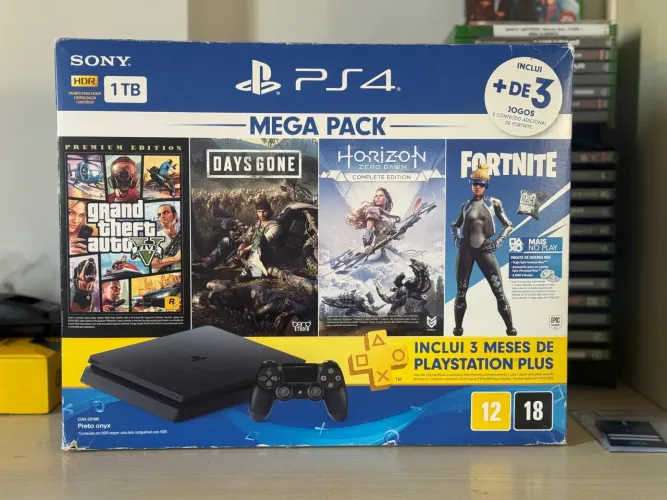 PS4 Slim 1 TB Mega Pack com 3 Jogos 