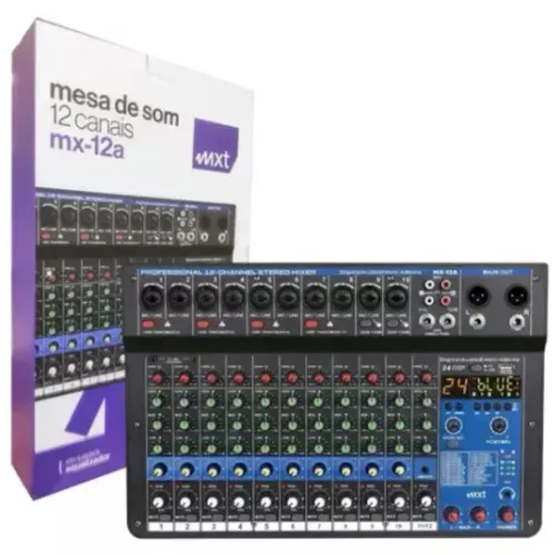 MESA DE SOM DE 12 CANAIS, 24DSP, XLR COMBO- MODELO: MX-12A