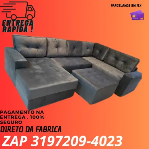 Sofá Modulado Grande com Chaise e Puff - Entrega Rápida