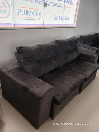 Sofá de Canto em Suede - Novo!