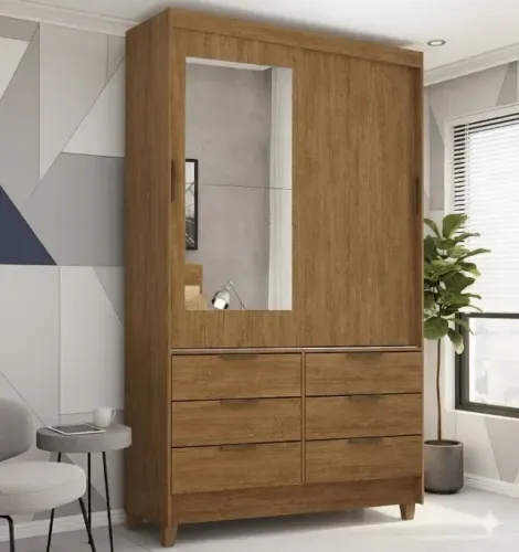 Promoção Guarda Roupa Sevilha com Espelho Cinamomo