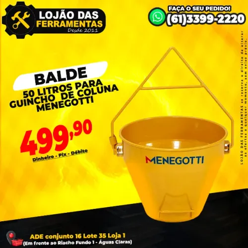 Balde 50 litros para Guincho de Coluna Menegotti