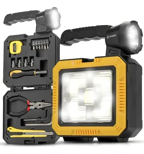 Lanterna De Led Camping Recarregável Solar Caixa Ferramenta Branco Preto