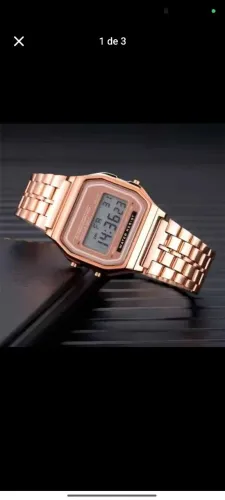 Relógio em aço inoxidável feminino Rose Gold digital
