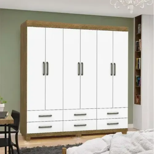 Promoção Guarda Roupa Dallas Cinamomo/Branco
