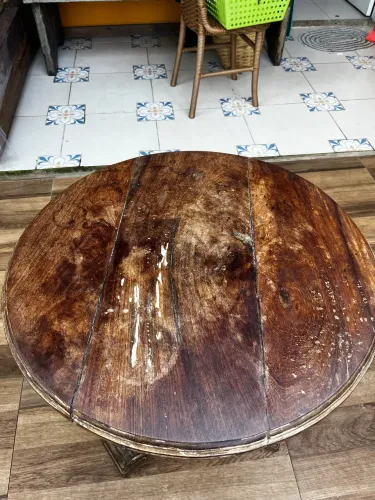 Mesa madeira maciça c/ base torneada