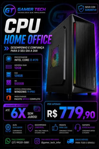 PC Home Office i5 3470 + 8GB RAM + SSD 128GB + HD 500GB