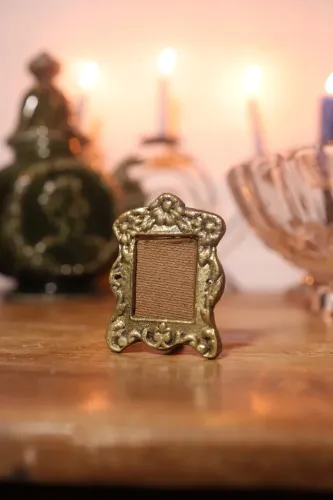 Mini porta retrato em bronze rococó decoração coleção antigo antiquario vintage decorativo