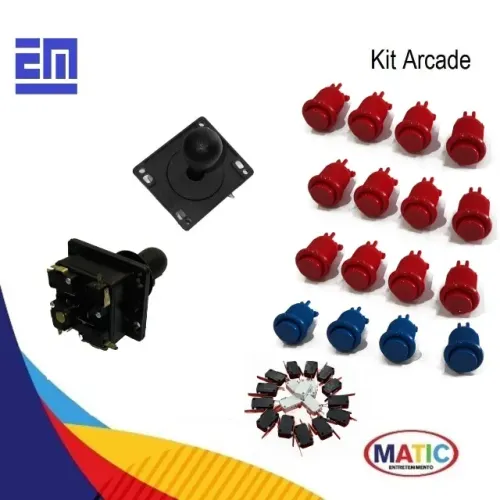 Kit Arcade Fliperama Com 16 botões nylon E 2 comandos 