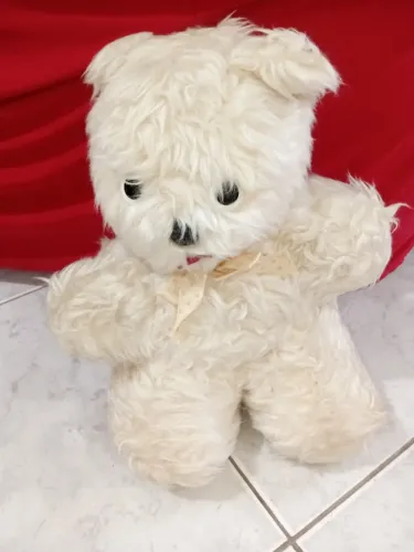 PELÚCIA ANTIGA PATINHA - CACHORRINHO BRANCO - ETIQUETA ORIGINAL - Nº 4083 ? 