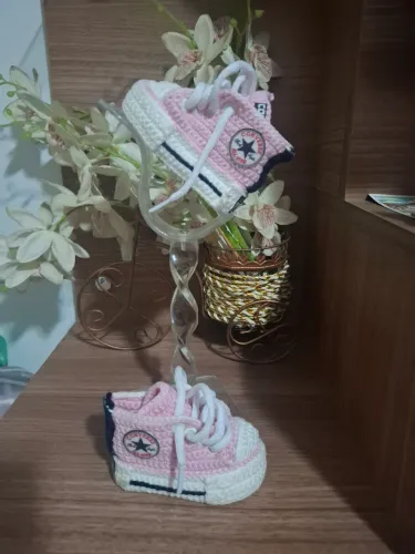Tênis de croché estilo all star recem nascido