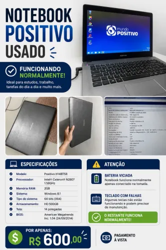 Notebook positivo usado