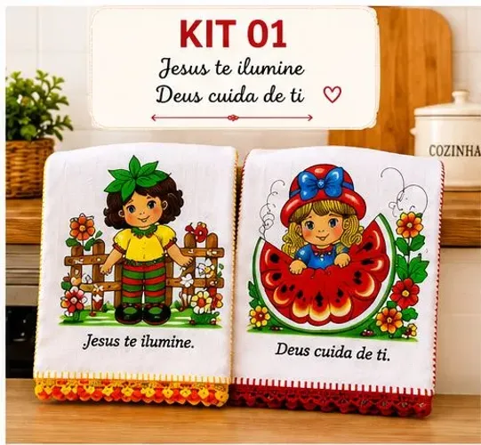 Panos de prato com crochê feitos a mão
