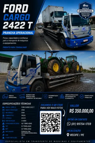 FORD CARGO 2422 T - PRANCHA OPERACIONAL Ford Cargo 2422 T Ano: 2004/2004