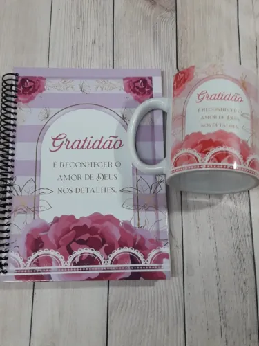Caderno da gratidão 96 folhas Capa dura + Caneca da gratidao