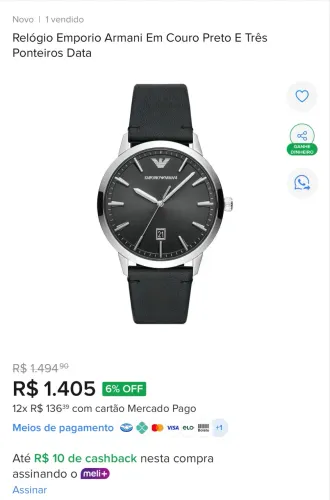 Relógio Masculino Emporio Armani Modelo Ar2411 Couro Autêntico Grife Armani