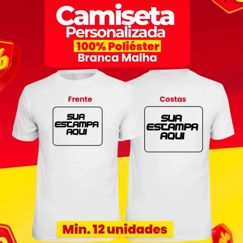 Camisas em poliéster com sua marca