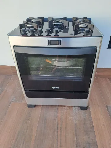 Fogão Dako 5 bocas tampo de vidro inox