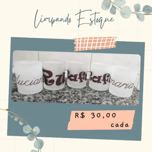 Canecas de vidro jateado/fosco 325ml - Nomes (Maria, Luciana, Rafael e Rui)