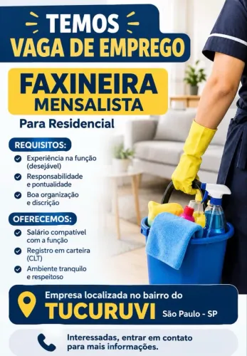 Procura-se Faxieira mensalista para Residencial