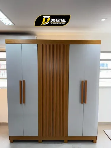 Guarda Roupa Casal 100% MDF 6 Portas 2 Gavetas Ripado Cairo Pronta Eentrege