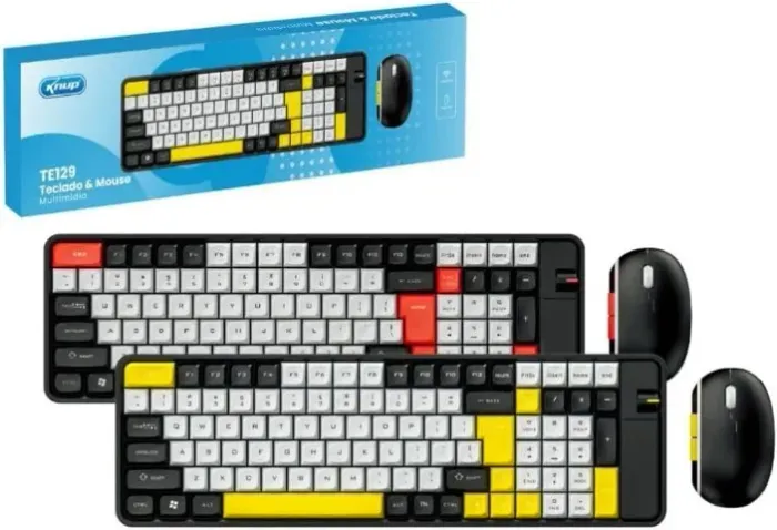 Kit Teclado e Mouse Sem Fio Knup KP-TE129 Dual Mode (Bluetooth 5.3 + Wireless 2.4GHz) - Re