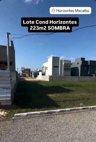 Vendo lote 12x21 223m2 no Cond. Horizontes Macaiba