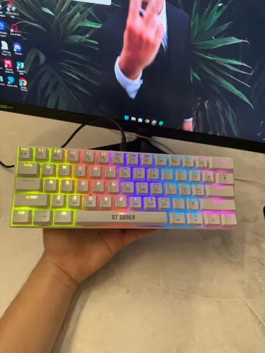 Teclado Gamer GT Gamer RGB Branco Compacto para PC