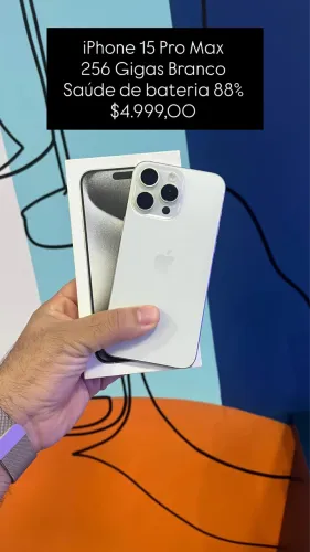 iPhone 15 Pro Max 256 Gigas Branco sem detalhes todo original / Loja física
